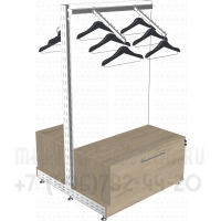 Двусторонний стеллаж с кронштейнами и тумбой
