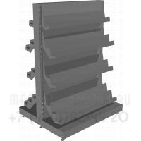 Торговый двусторонний стеллаж с восемью полками