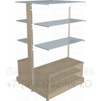 Стеллаж двухсторонний стеклянные полки для торговли