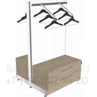 Стеллаж торговый с кронштейнами и тумбой два выдвижных ящика