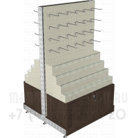 Торговый островной стеллаж с тумбой без накладок