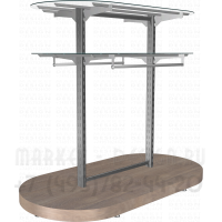Торговый овальный стеллаж для одежды с стеклянными полками