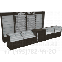 Торговый павильон для продажи табачных изделий с гравитационными шкафами