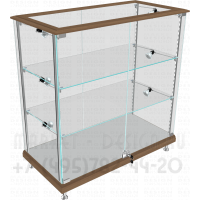 Стеклянный прилавок с двумя полками для товара