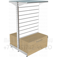 Торговый стеллаж с эко панелью и тумбой без накладки
