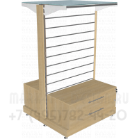 Торговый стеллаж с эко панелью и тумбой