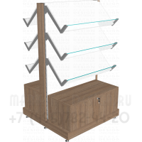 Торговый стеллаж с шестью наклонными полками и тумбой