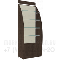 Стеллаж пристенный со стеклянными полками и тумбой