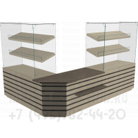 Торговый угловой комплект прилавков для выпечки