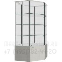 Угловая шестиугольная усиленная витрина