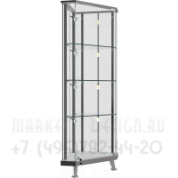 Угловая усиленная витрина с тремя стеклянными полками