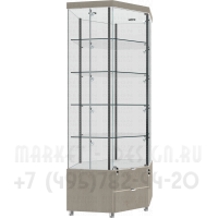 Угловая усиленная витрина с тумбой