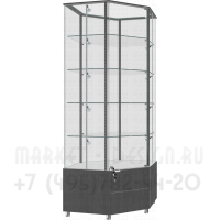 Угловая витрина со стеклянном верхом и тумбой
