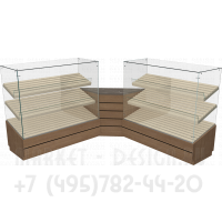 Угловой комплект прилавков для торговли хлебом и выпечкой