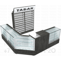 Угловой сигаретный павильон и табачных аксессуаров в открытом состоянии