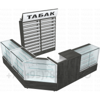 Угловой сигаретный павильон и табачных аксессуаров в открытом состоянии