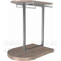 Вешало для продажи одежды с верхней полукруглой полкой