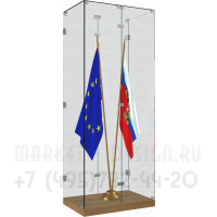 Витрина для демонстрации двух знамён в школу