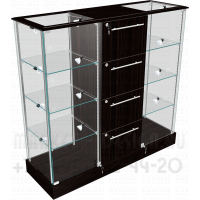 Витрина из стекла прямоугольник с кассовым модулем с выдвижными ящиками