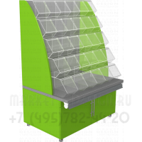 Витрина односторонняя для весовых конфет в зеленом цвете