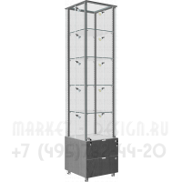 Витрина усиленная со стеклянном верхом и накопительной тумбой