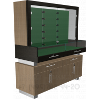 Витрина застекленная со встроенным прилавком и тумбой