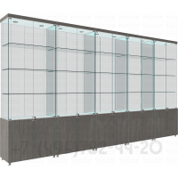 Высокая застекленная витрина с тумбой для домашнего музея