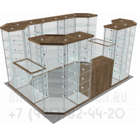 Высокий стеклянный павильон для размещения в ТЦ